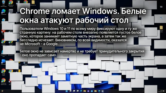 Chrome ломает Windows. Белые окна атакуют рабочий стол